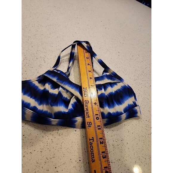 Athleta Bikini Top 34 B/c Swimwear Blue White Tie Dye Underwire - Picture 3 of 5